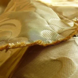 100% Silk Lampas Carnation Crewel "lemongrass" Green Gold Reversible Layered