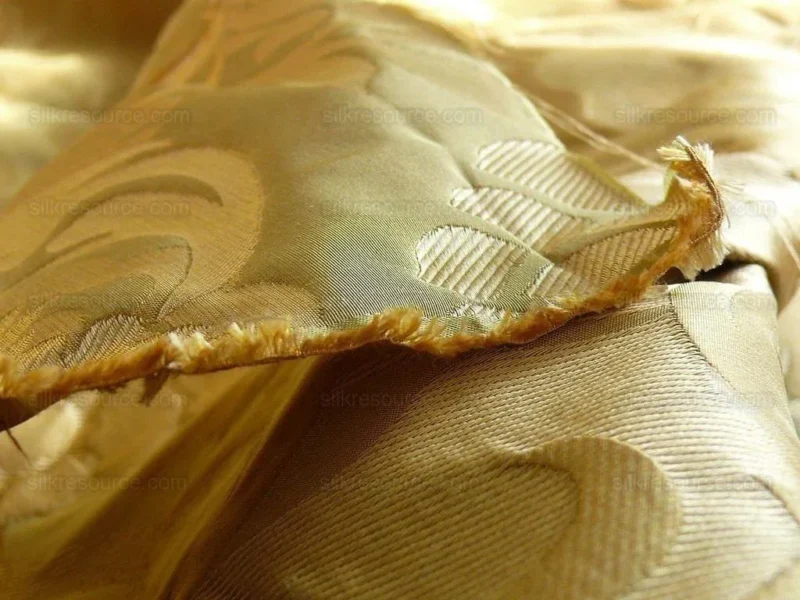 100% Silk Lampas Carnation Crewel "lemongrass" Green Gold Reversible Layered