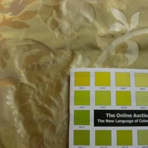 100% Silk Lampas Carnation Crewel "lemongrass" Green Gold Reversible Layered