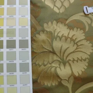 P1190486 100% Silk Lampas Carnation Crewel "sage" Green Gold Brown Reversible Layered