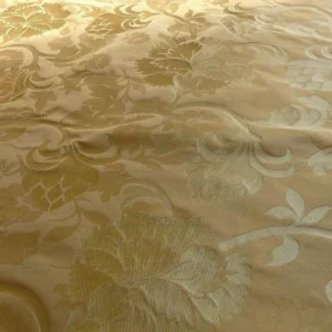 P1190496 100% Silk Lampas Carnation Crewel "flaxen" Tan Gold Reversible Layered