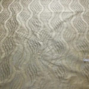 P1190604 by yard 100% Silk Lampas Curvy Modern River "silver" Gold White Art Nouveau