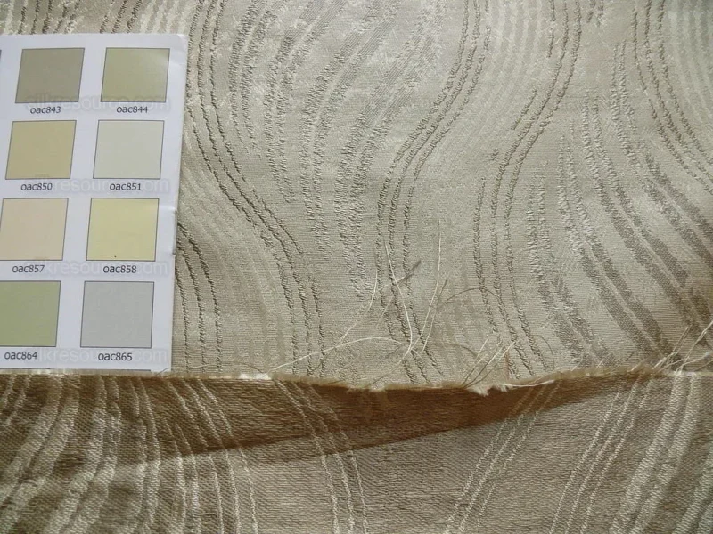 P1190612 by yard 100% Silk Lampas Curvy Modern River "silver" Gold White Art Nouveau