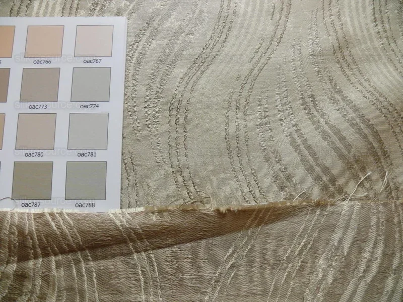 P1190614 by yard 100% Silk Lampas Curvy Modern River "silver" Gold White Art Nouveau