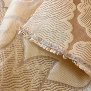 P1190717 100% Silk Lampas Large Art Deco Flower Vine "tawny" Tan