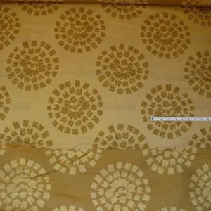 P1190818 100% Silk Damask Large Modern Pinwheel "coin" Brown Gold Green Mid-Century Bty