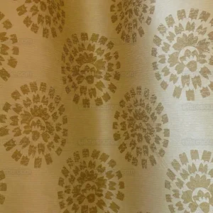 P1190825 100% Silk Damask Large Modern Pinwheel "coin" Brown Gold Green Mid-Century Bty