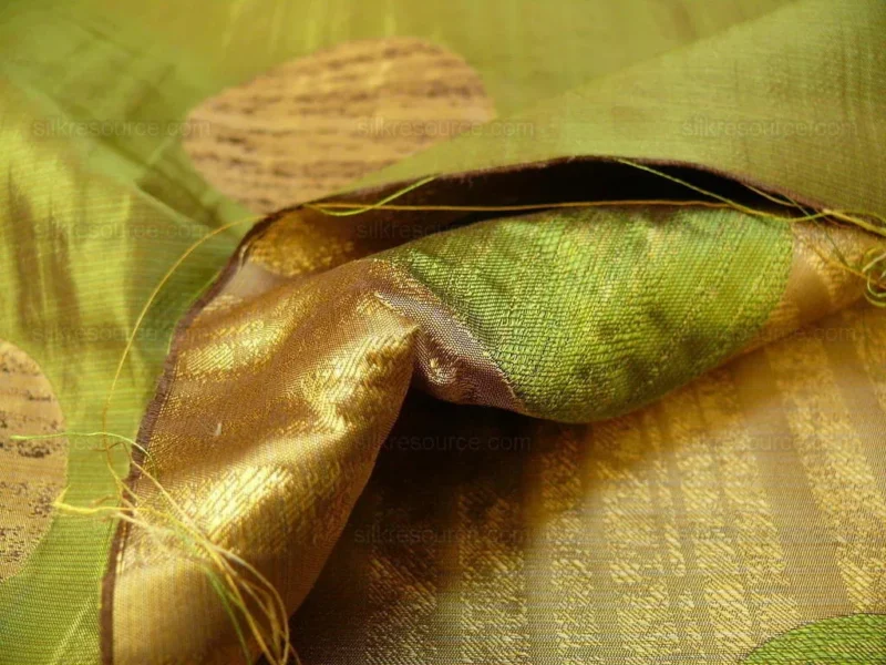 P1190863 by yard 100% Silk Damask Moon In Bamboo "evergreen" Gold Green MSRP USD 285/y