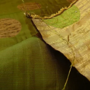 P1190864 by yard 100% Silk Damask Moon In Bamboo "evergreen" Gold Green MSRP USD 285/y