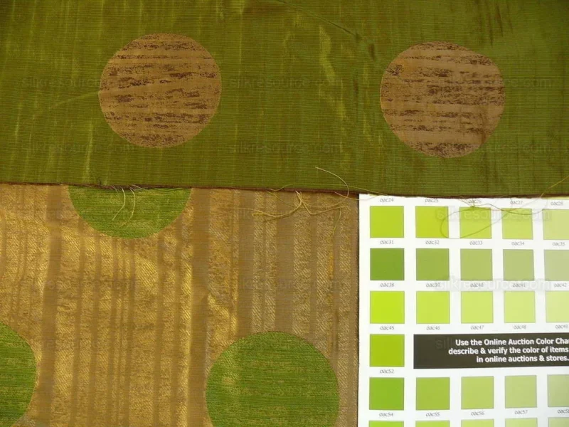 P1190866 by yard 100% Silk Damask Moon In Bamboo "evergreen" Gold Green MSRP USD 285/y