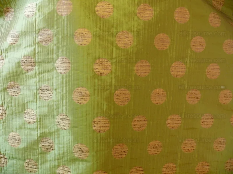 P1190871 by yard 100% Silk Damask Moon In Bamboo "evergreen" Gold Green MSRP USD 285/y
