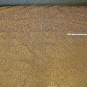 P1190927 by yard Levant 100% Silk Fine Line Damask Lampas Paisley "dusk" Blue Brown Large Medallion Reversible