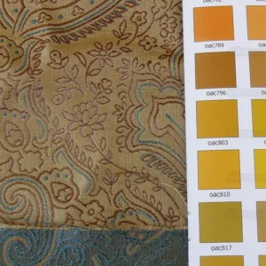 P1190933 by yard Levant 100% Silk Fine Line Damask Lampas Paisley "dusk" Blue Brown Large Medallion Reversible