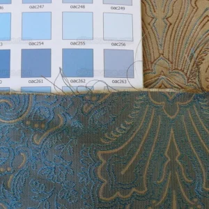P1190934 by yard Levant 100% Silk Fine Line Damask Lampas Paisley "dusk" Blue Brown Large Medallion Reversible