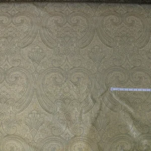 by yard Levant 100% Silk Fine Line Damask Lampas Paisley "crystal" Black Brown Large Medallion Reversible