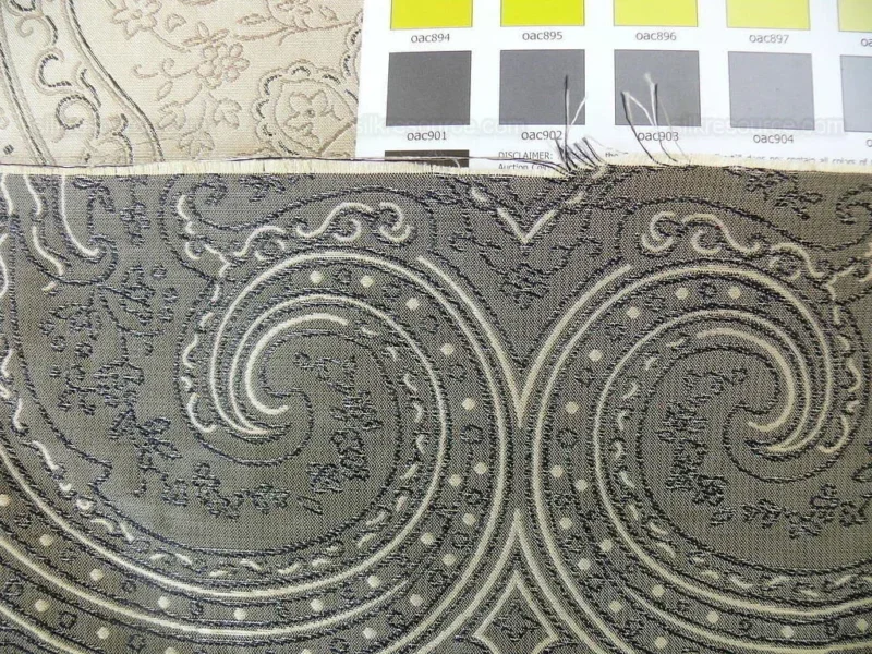 by yard Levant 100% Silk Fine Line Damask Lampas Paisley "crystal" Black Brown Large Medallion Reversible