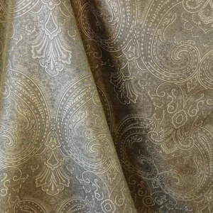 by yard Levant 100% Silk Fine Line Damask Lampas Paisley "crystal" Black Brown Large Medallion Reversible