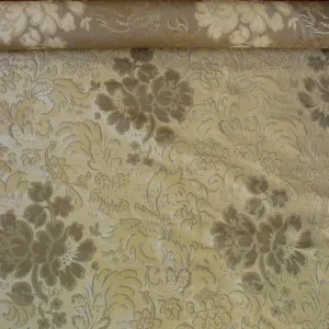 P1200036 By Yd Hiend 100%silk Lampas Peony Bush "silver" Gray Beige 560 Silver