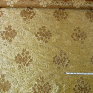 By Yd Hiend 100%silk Lampas Peony Bush "golden" Tan Gold Brown 560 Golden