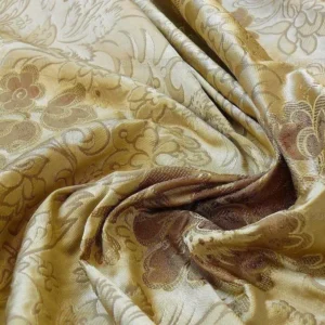 By Yd Hiend 100%silk Lampas Peony Bush "golden" Tan Gold Brown 560 Golden