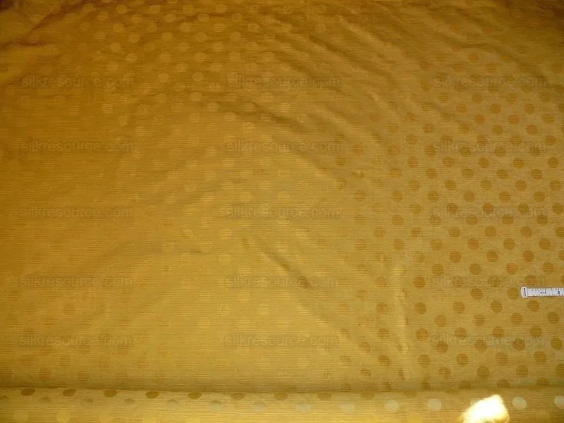 P1200548 B. Berger Duralee 100% Silk Damask Polka Dot "sunkissed" Gold Yellow Reversible Strie and Satin Mid-Century MSRP USD 250/Y