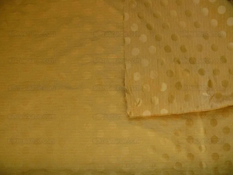 P1200549 B. Berger Duralee 100% Silk Damask Polka Dot "sunkissed" Gold Yellow Reversible Strie and Satin Mid-Century MSRP USD 250/Y