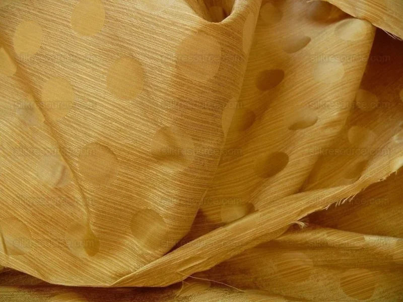 P1200551 B. Berger Duralee 100% Silk Damask Polka Dot "sunkissed" Gold Yellow Reversible Strie and Satin Mid-Century MSRP USD 250/Y
