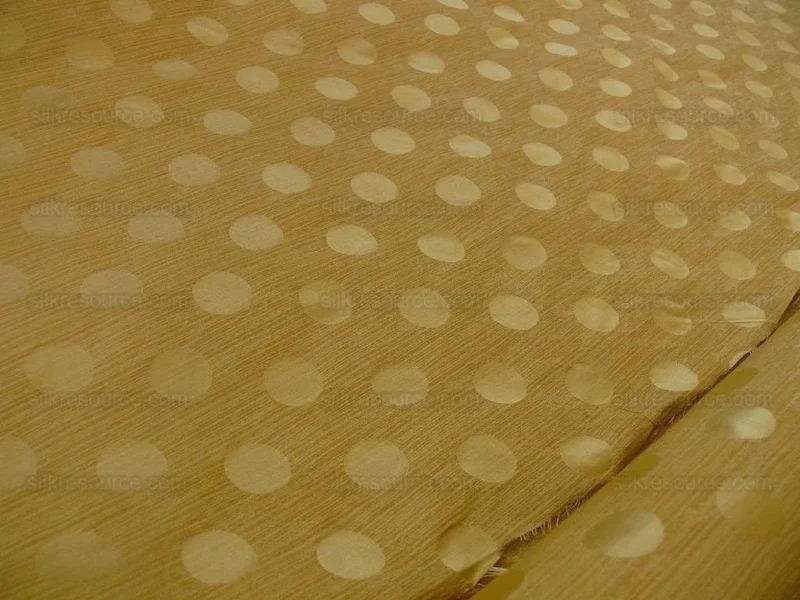 P1200555 B. Berger Duralee 100% Silk Damask Polka Dot "sunkissed" Gold Yellow Reversible Strie and Satin Mid-Century MSRP USD 250/Y