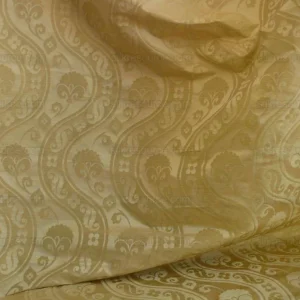 P1230027 100% Silk Damask Peony River - Mist Ecru