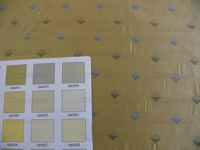 100% Silk Lampas Diamond Dot "aspen" Yellow Blue Green  Stripe Reversible