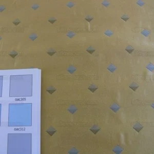 100% Silk Lampas Diamond Dot "aspen" Yellow Blue Green  Stripe Reversible