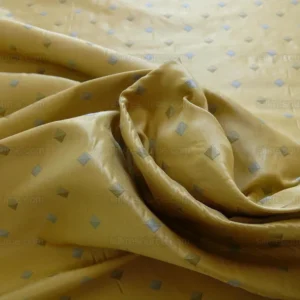 100% Silk Lampas Diamond Dot "aspen" Yellow Blue Green  Stripe Reversible