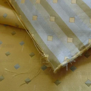 100% Silk Lampas Diamond Dot "aspen" Yellow Blue Green  Stripe Reversible