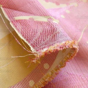 P1230292 100% Silk Lampas Music Note "tulip" Pink Gold Cream Art Deco