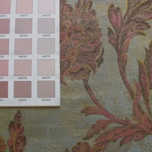 P1230338 100% Silk Lampas Large Peony Paisley "etruscan" Blue Brown Pink MSRP USD 279/y