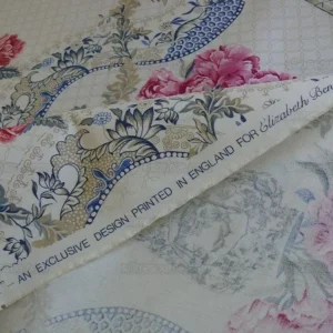 P1230349 Travers Linen Print Asian Pink Peony Blue Porcelain