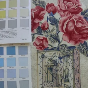 P1230352 Travers Linen Print Asian Pink Peony Blue Porcelain