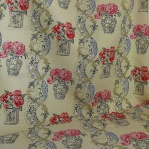P1230360 Travers Linen Print Asian Pink Peony Blue Porcelain