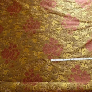 P1230740 By Yd Hiend 100%silk Lampas Peony Bush "rust" Red Gold Yellow 560 Rust