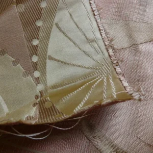 P1230768 100% Silk Lampas Music Note "pink Dust" Ecru Art Deco