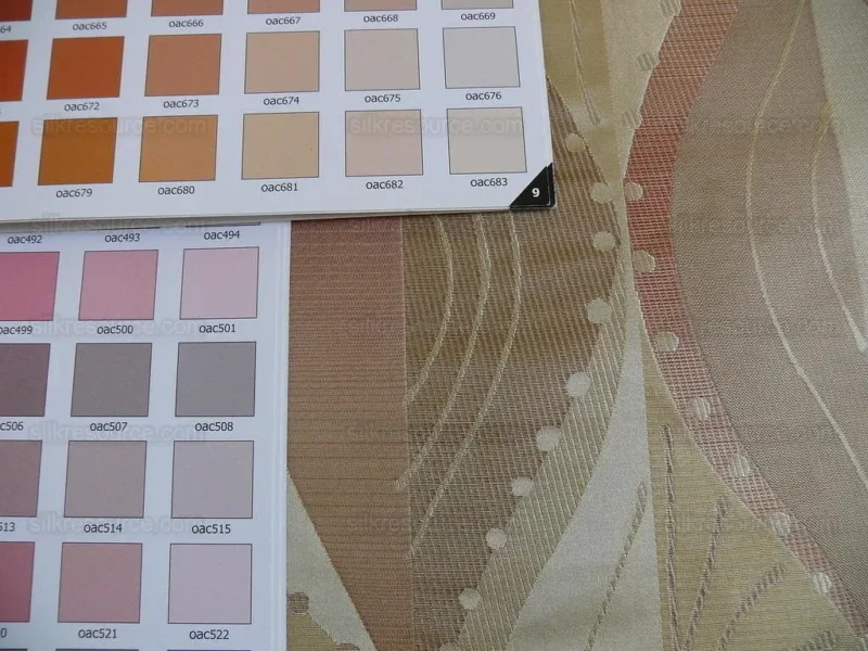 P1230769 100% Silk Lampas Music Note "pink Dust" Ecru Art Deco