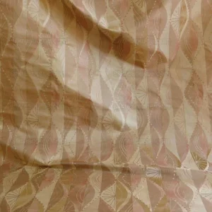 P1230772 100% Silk Lampas Music Note "pink Dust" Ecru Art Deco