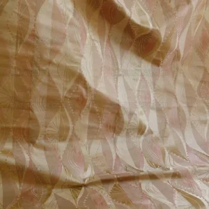 P1230773 100% Silk Lampas Music Note "pink Dust" Ecru Art Deco