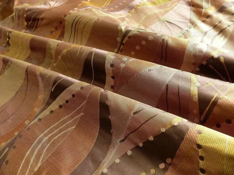 P1230925 100% Silk Lampas Music Note "tortoise" Brown Gold Green Art Deco