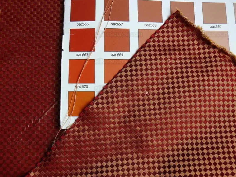 P1240057 High End 100% Silk Mini Check "mulberry" Red Heavy! MSRP USD275/Y