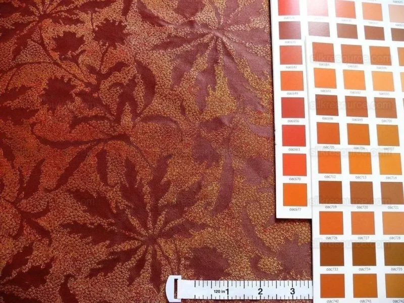 P1240112 by yard 100% Silk Jacquard Palm Japanese Maple Leaf Foliage Magic "branch" Red