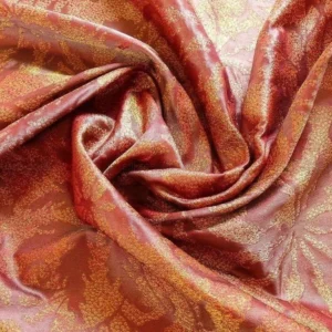 P1240114 by yard 100% Silk Jacquard Palm Japanese Maple Leaf Foliage Magic "branch" Red