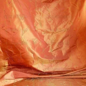 P1240173 100% Silk Lampas Tulip "rust" Red Mod Picasso Modern Abstract Flora Thick MSRP USD 300+/Y