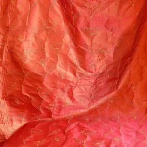 P1240175 100% Silk Lampas Tulip "rust" Red Mod Picasso Modern Abstract Flora Thick MSRP USD 300+/Y