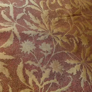 P1240208 by yard 100% Silk Jacquard Palm Japanese Maple Leaf Foliage Magic "redwood" Red Gold Brown